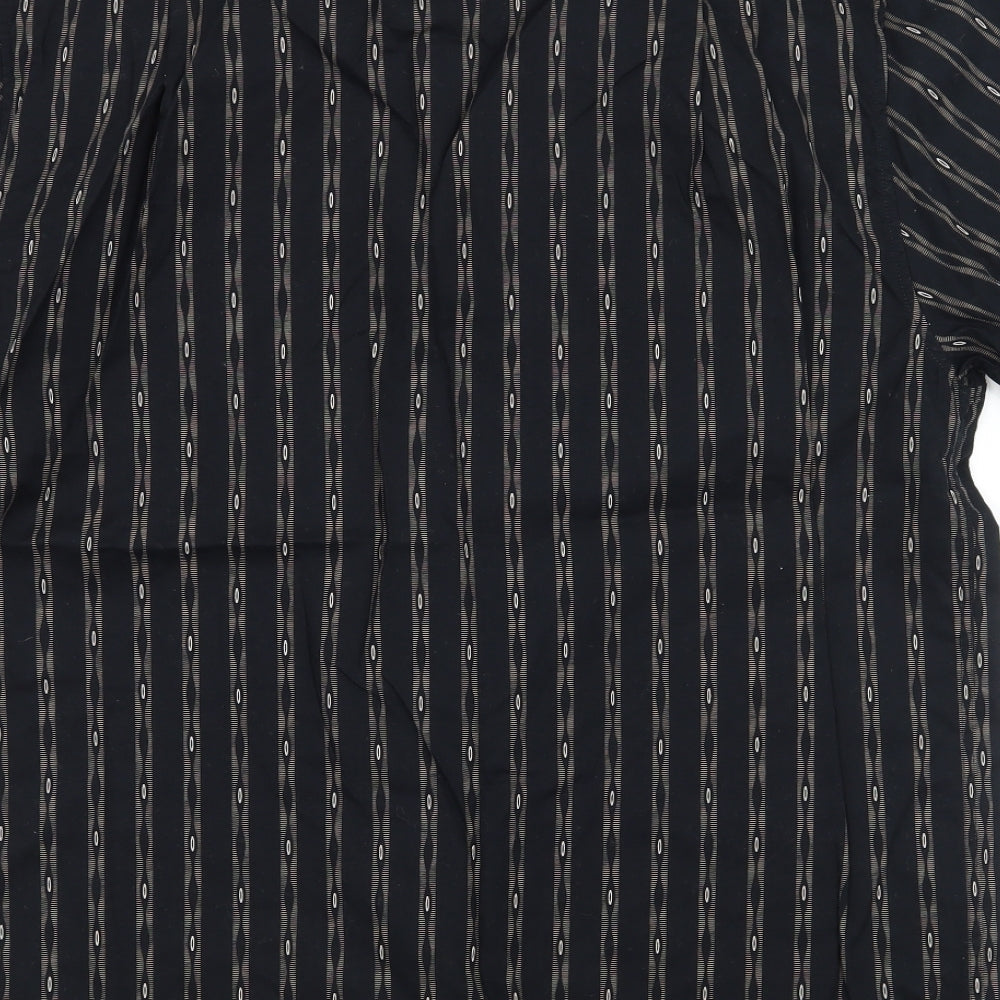 Mens UK Size M Easy Black Button-Up Short Sleeve Casual Shirt