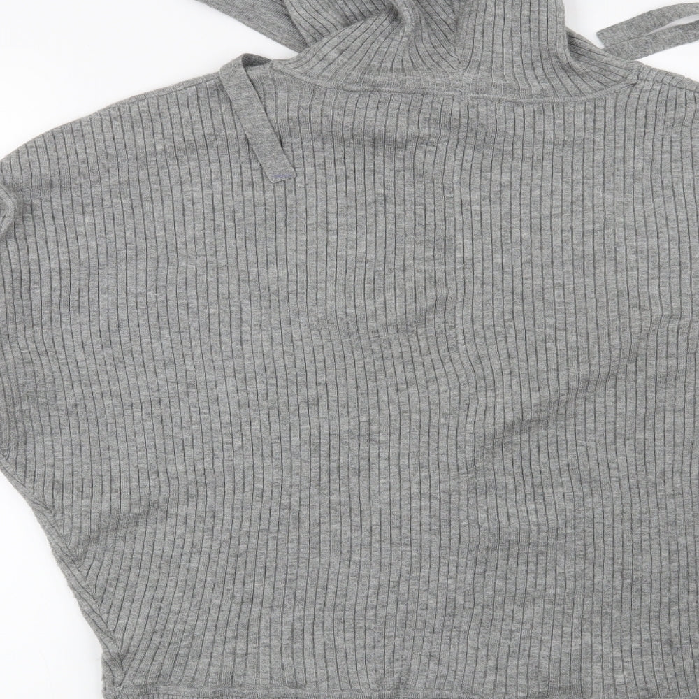 F&F Womens Grey Striped Pullover Hoodie Size 12