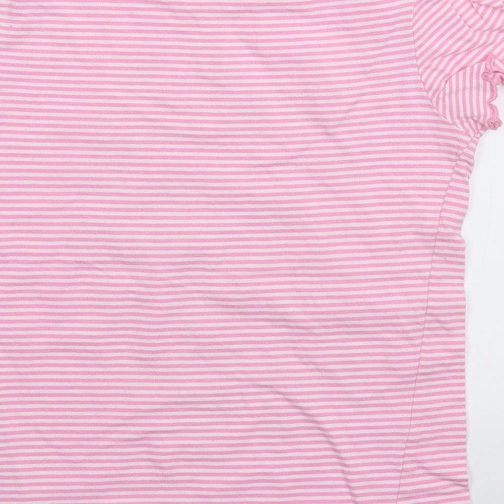Cherokee Girls Pink Striped Basic T-Shirt Size 7-8 Years