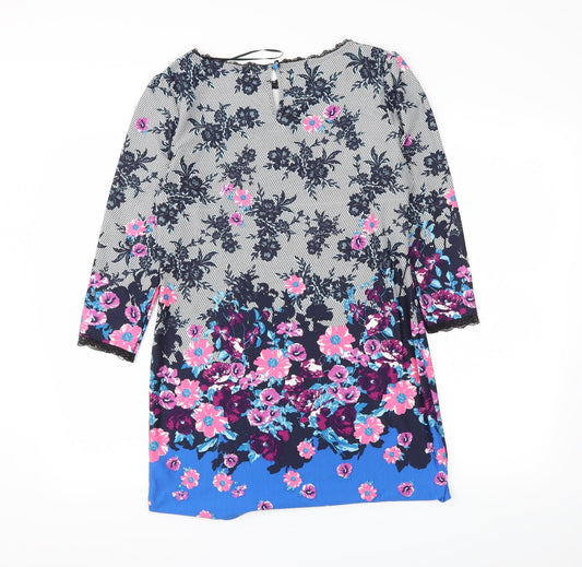 M&Co Womens Blue Floral Pencil Dress Size 10