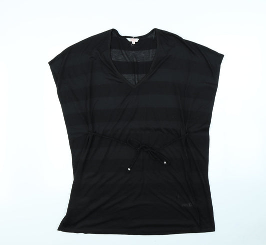 Additional front view of Papaya women’s black kaftan, size S, - beach wear