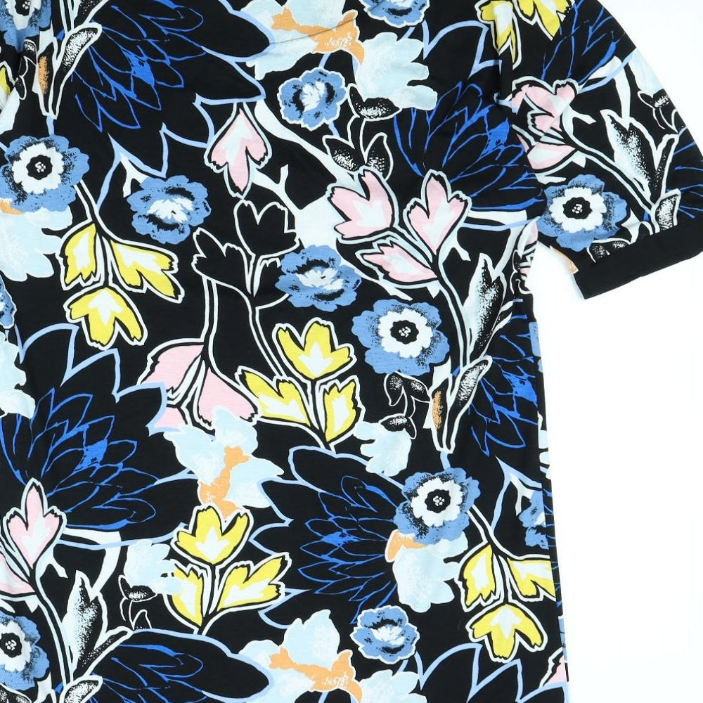 TU Womens Black Floral T-Shirt Dress Size 12