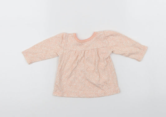 George Girls Orange Floral T-Shirt Dress Size 3-6 Months