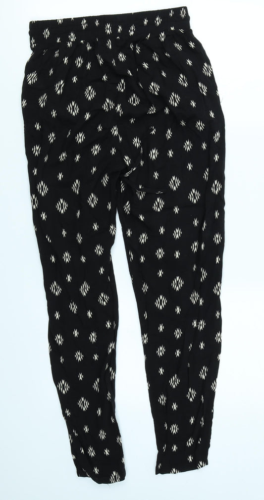 New Look Womens Black Argyle/Diamond Trousers Size 8 L26 in