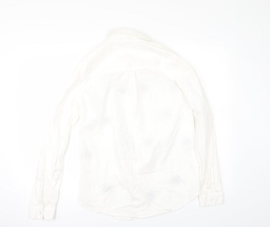 Womens UK Size L Preworn Ivory Tunic Button-Up
