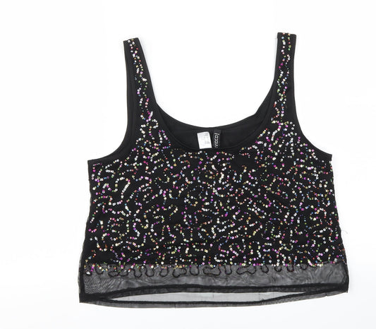 Womens UK Size 10 H&M Black Basic T-Shirt