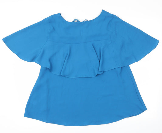 TU Womens Blue Basic Blouse Size 10