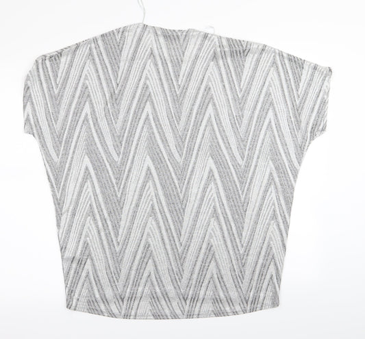 Womens UK Size M MITZY Silver Basic T-Shirt