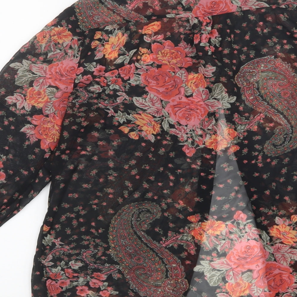 Miss Selfridge Womens Black Floral Mesh Basic Blouse Size 6
