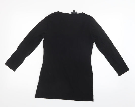 Womens UK Size 14 Warehouse Black Basic T-Shirt