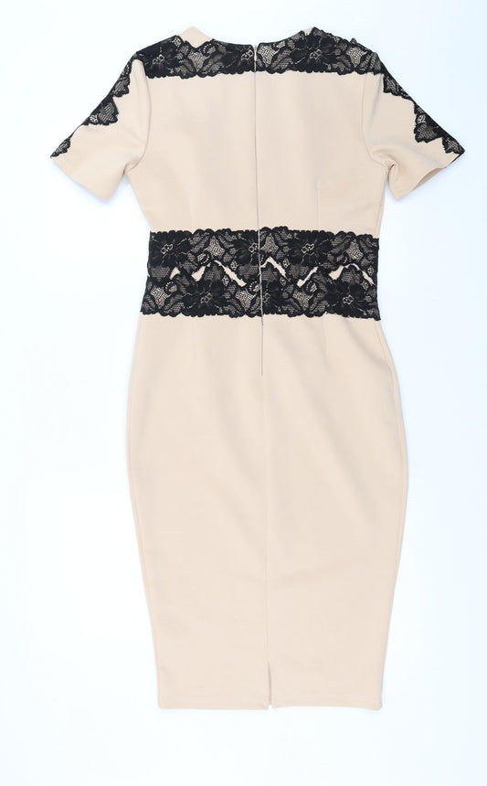 Oli Womens Pink Pencil Dress Size 10 - floral lace detail