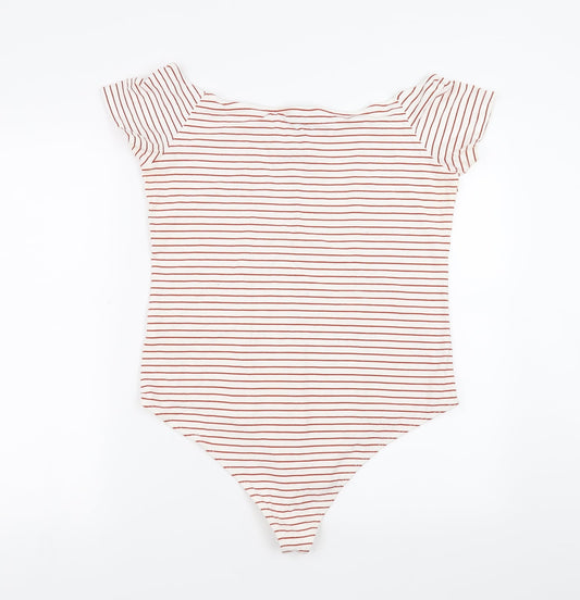 Primark Womens Red Striped  Bodysuit One-Piece Size XL