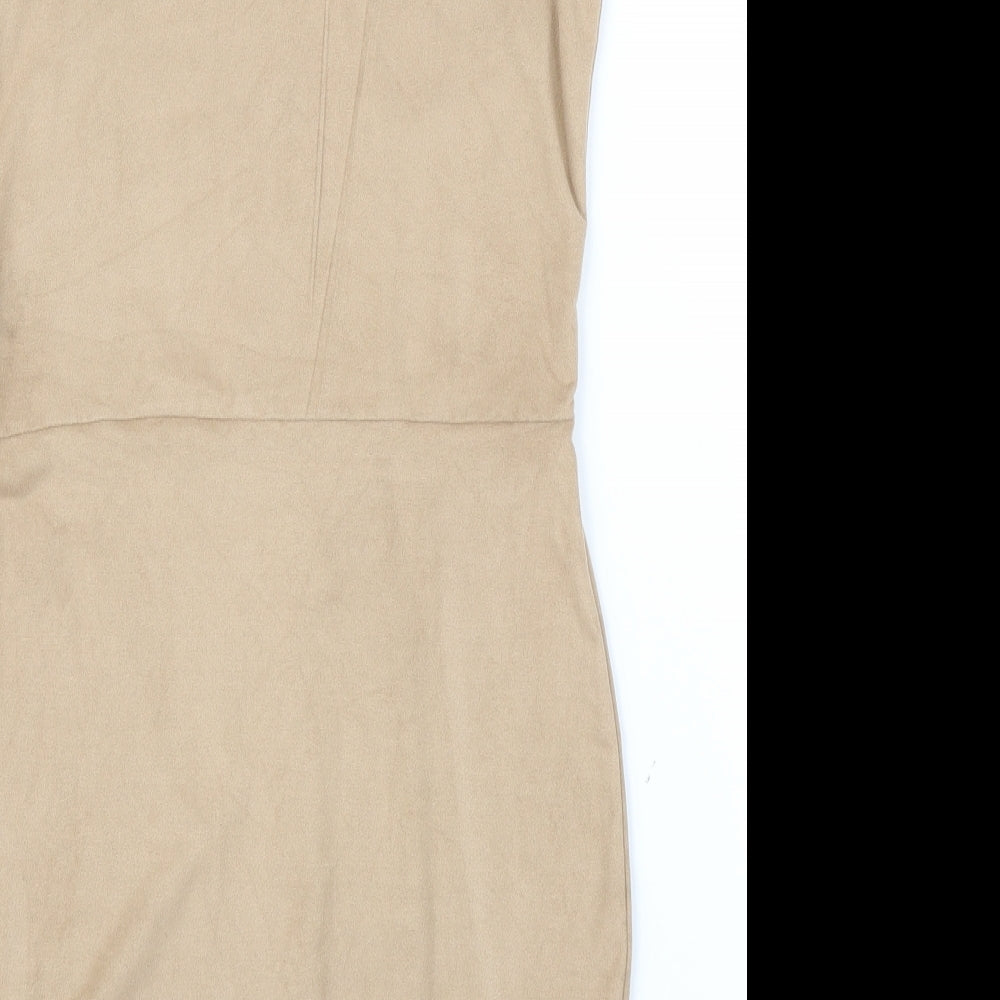 Boohoo Womens Beige Sheath Size 12