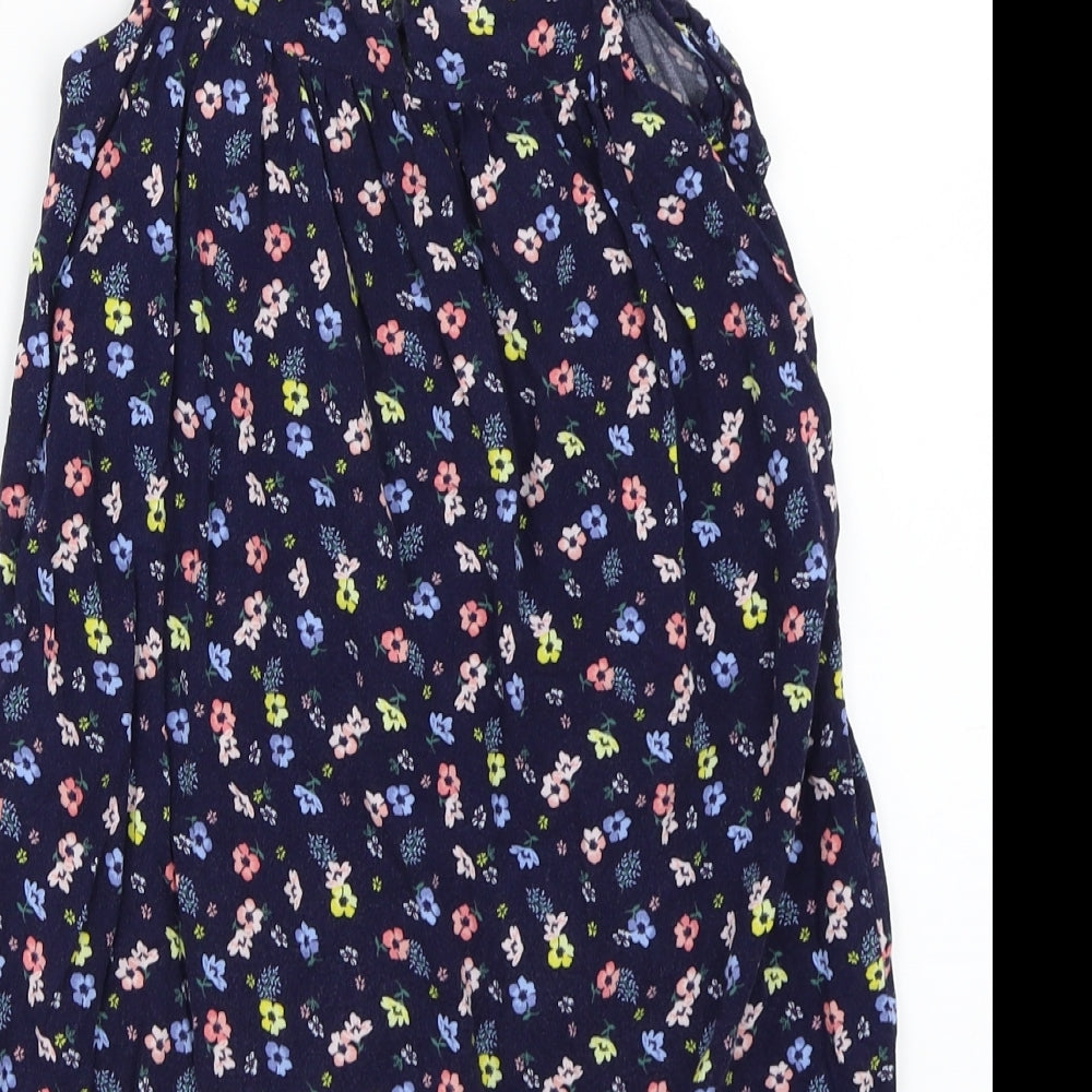 H&M Girls Blue Floral Canvas Basic T-Shirt Size 4 Years