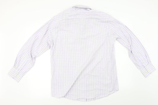 Mens UK Size L Preworn Purple Button-Up Long Sleeve Casual Shirt