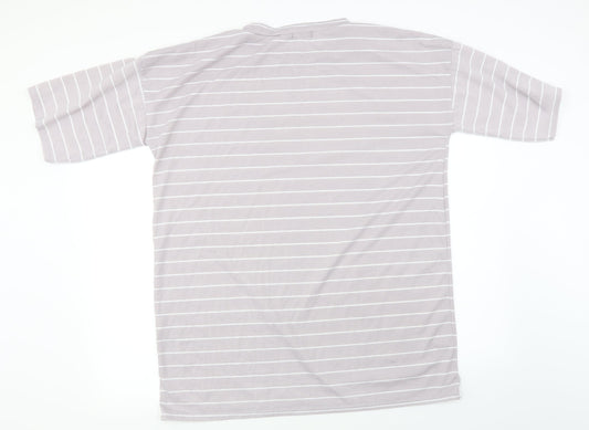 PRETTYLITTLETHING Womens Green Striped Basic T-Shirt Size 12