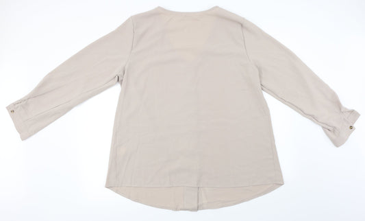 Womens UK Size 2XL Preworn Beige Basic Blouse