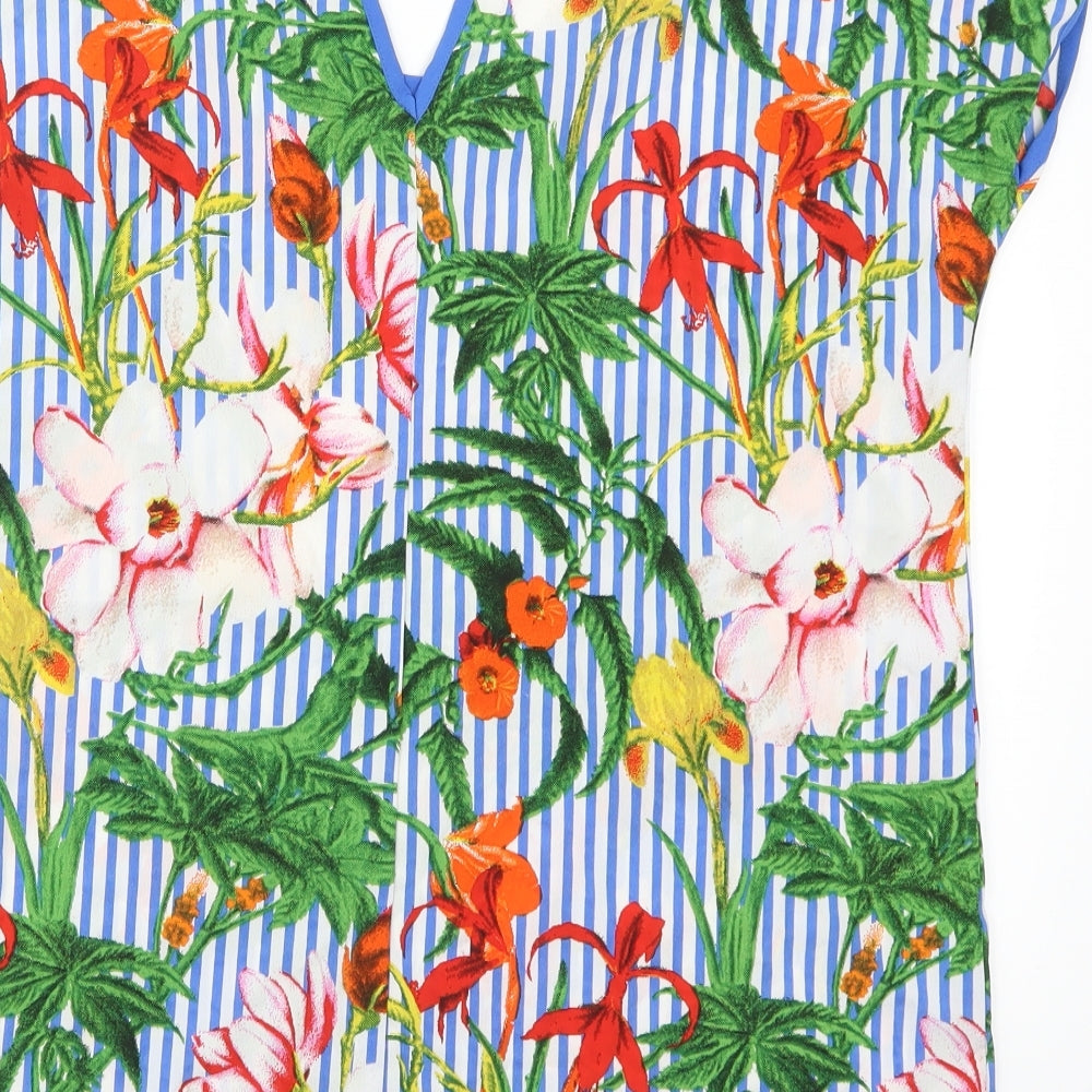Pep&Co Womens Multicoloured Floral Basic Blouse Size 12 - Blue Stripes