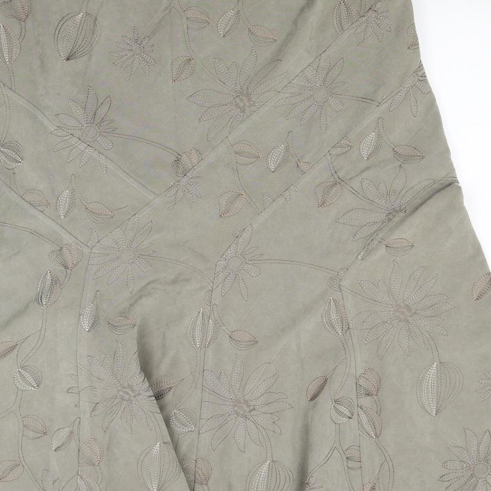 Papaya Womens Green Floral Flare Skirt Size 34 in