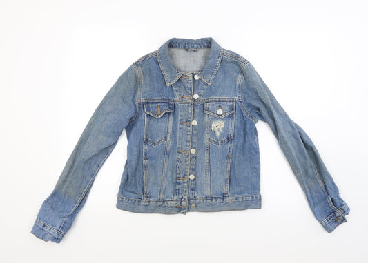 Topshop Womens Blue Denim Jacket Coat Size 8