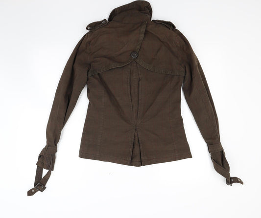 Crafted Womens Brown Check Jacket Coat Size M