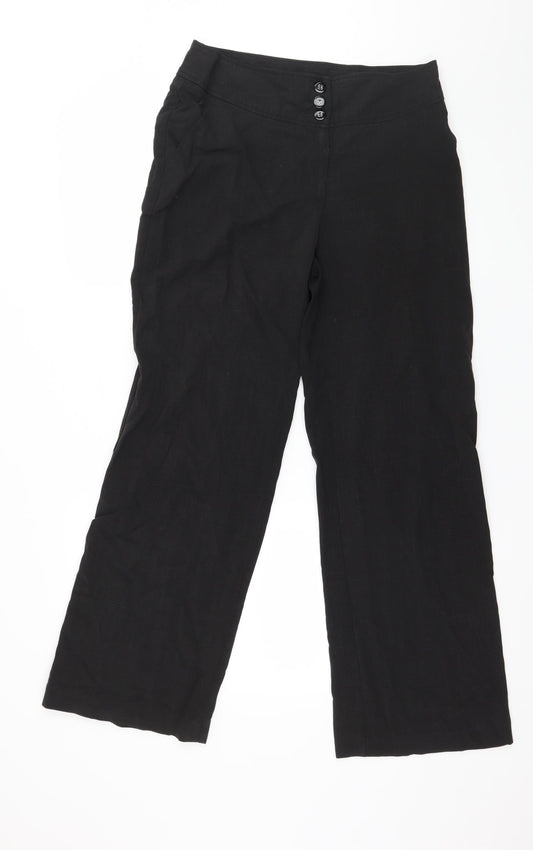 Womens UK Size 10 M&Co Regular Fit Black Trousers