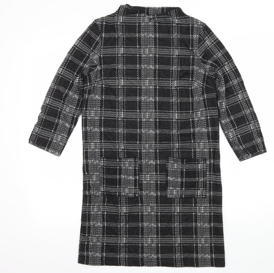 Tu Womens Black Check Jersey A-Line Size 8