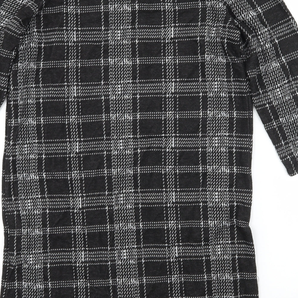 TU Womens Black Check Jersey A-Line Size 8