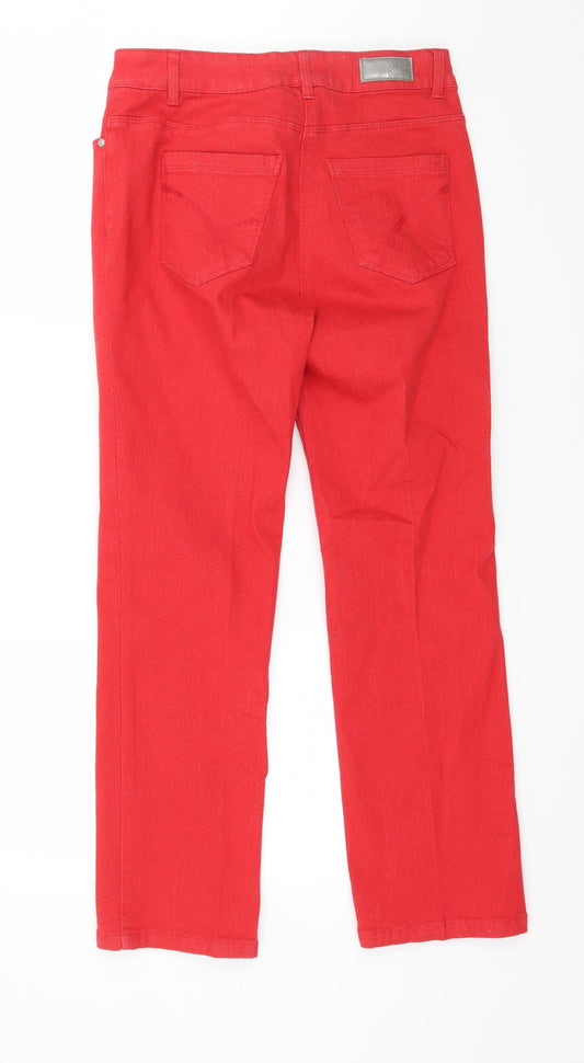 Damart Womens Red Denim Straight Jeans Size 10 L26 in