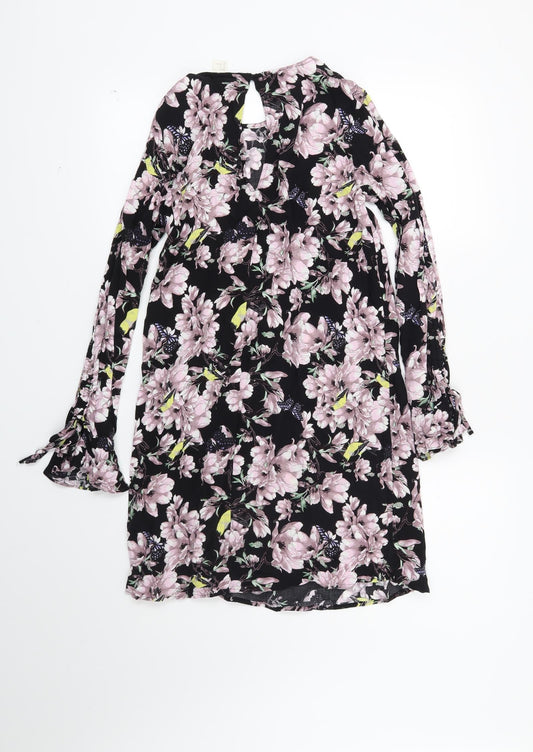 H&M Womens Black Floral Shift Size 4