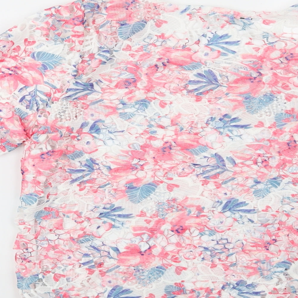 George Womens Pink Floral Basic Blouse Size 12