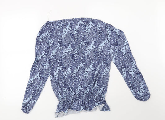 F&F Womens Blue Floral Basic Blouse Size 10