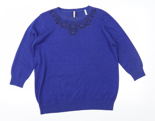 Anthology Womens Blue Knit Pullover Jumper Size 12