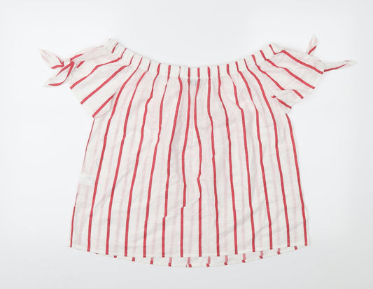 Womens UK Size 14 Papaya White Basic Blouse