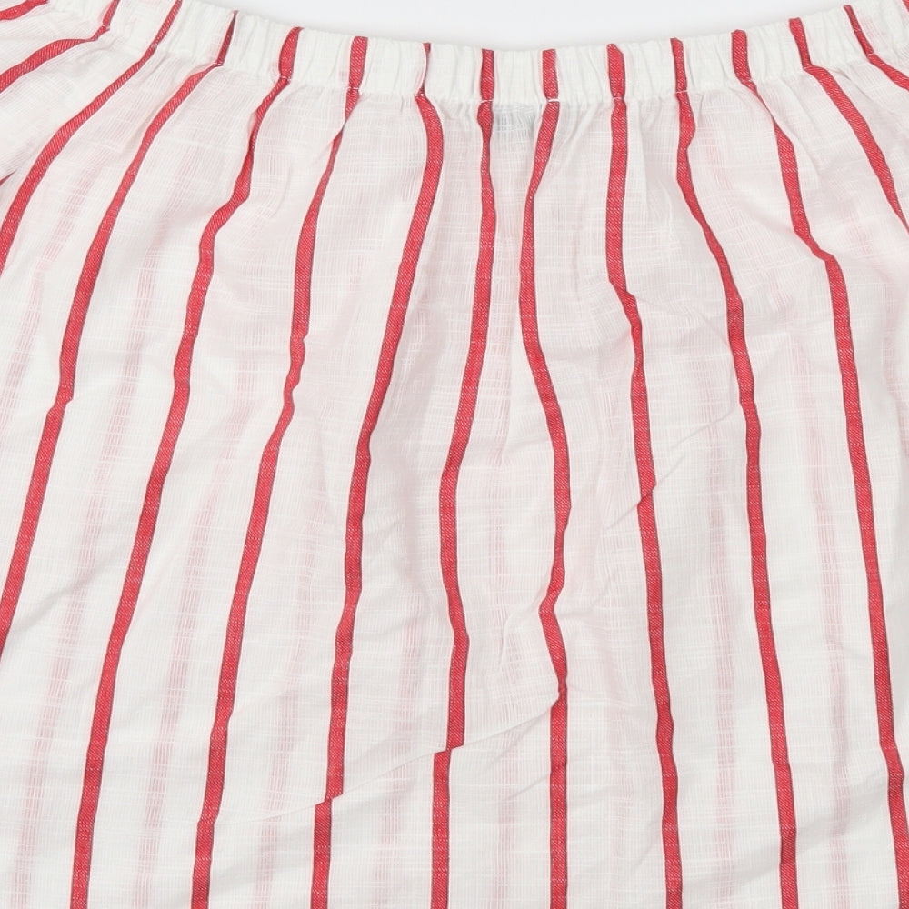 Papaya Womens White Striped Basic Blouse Size 14
