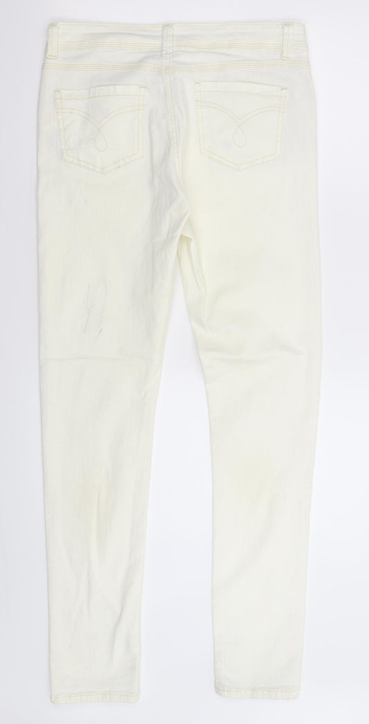 Denim Co Womens White Denim Skinny Jeans Size 10 L32 in