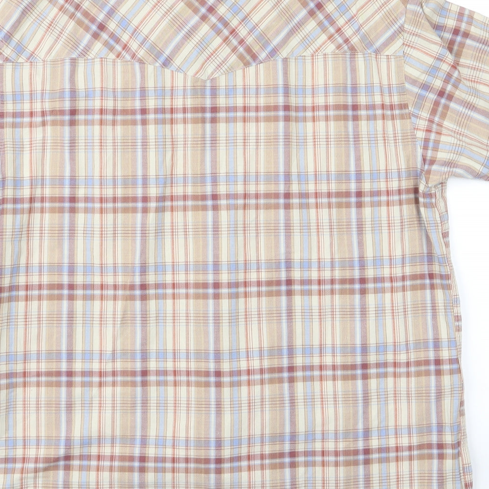 Mens UK Size L Blue Harbour Beige Button-Up Short Sleeve Casual Shirt