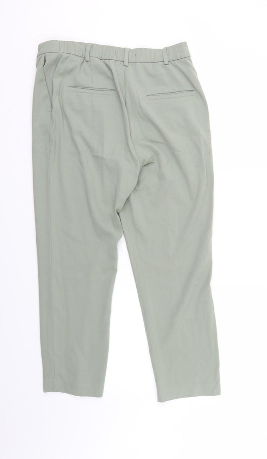 M&S Womens Green Trousers Size 12 L26 in - Elastic Waist
