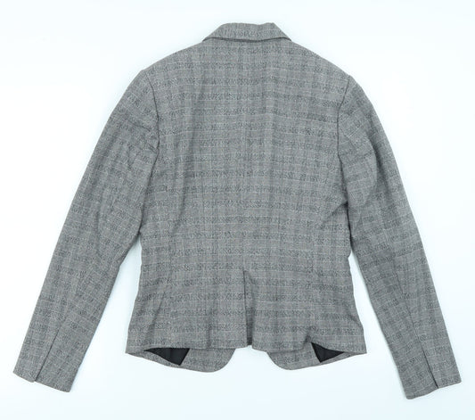 H&M Womens Grey Check  Jacket Blazer Size 10
