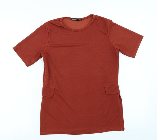 Womens UK Size 10 Boohoo Orange Basic T-Shirt