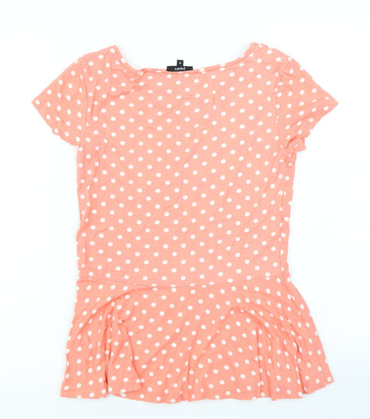 Womens UK Size 8 Papaya Pink Basic T-Shirt