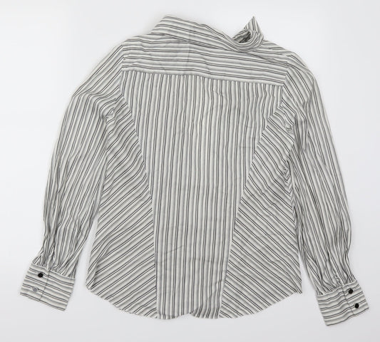 Wallis Womens Grey Striped Basic Button-Up Size 12