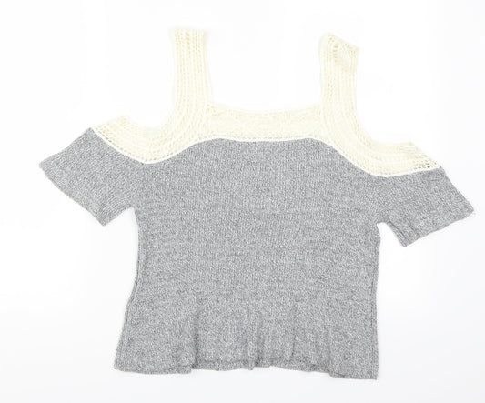 Hollister Womens Grey Pullover Jumper Size S - Lace Detail