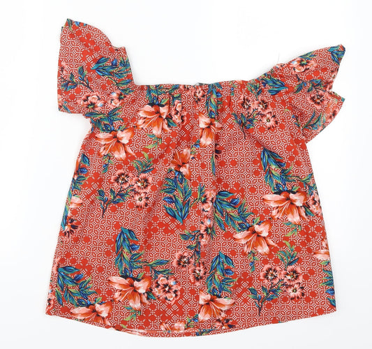 Primark Womens Red Floral Basic Blouse Size 6