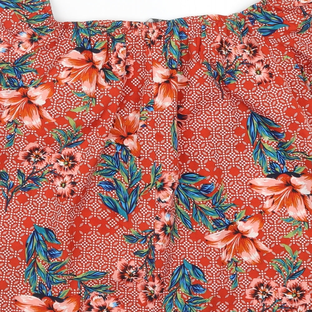 Primark Womens Red Floral Basic Blouse Size 6