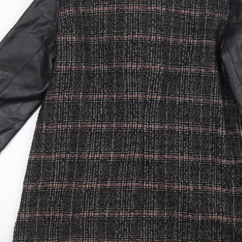 TU Womens Black Geometric Jacket Coat Size 10