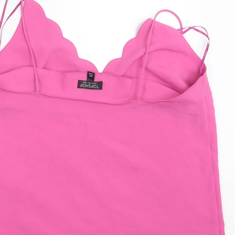 Womens UK Size 12 Topshop Pink Basic Blouse