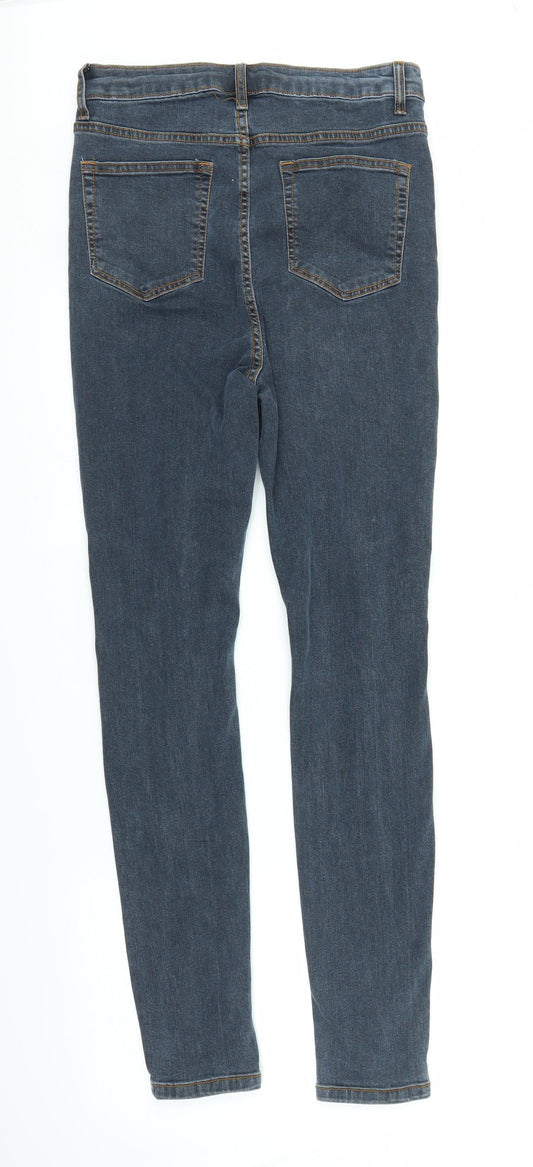 PRETTYLITTLETHING Womens Blue Denim Skinny Jeans Size 10 L28 in