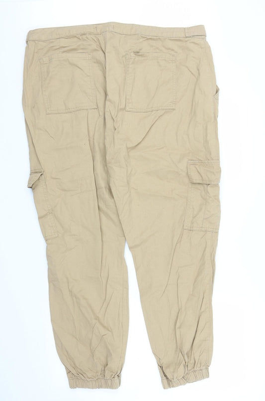Primark Womens Beige Cargo Trousers Size 20 L29 in