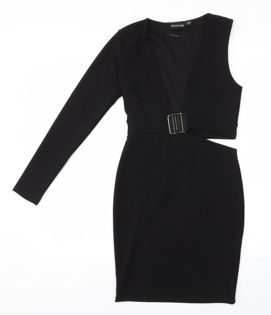 PRETTYLITTLETHING Womens Black A-Line Size 6